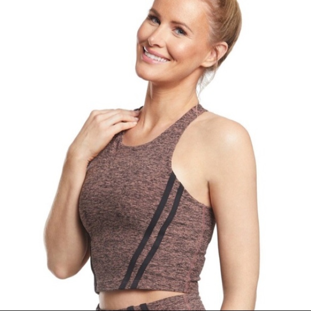 Beyond Yoga Stripe Down Cropped Tank Pink Lei